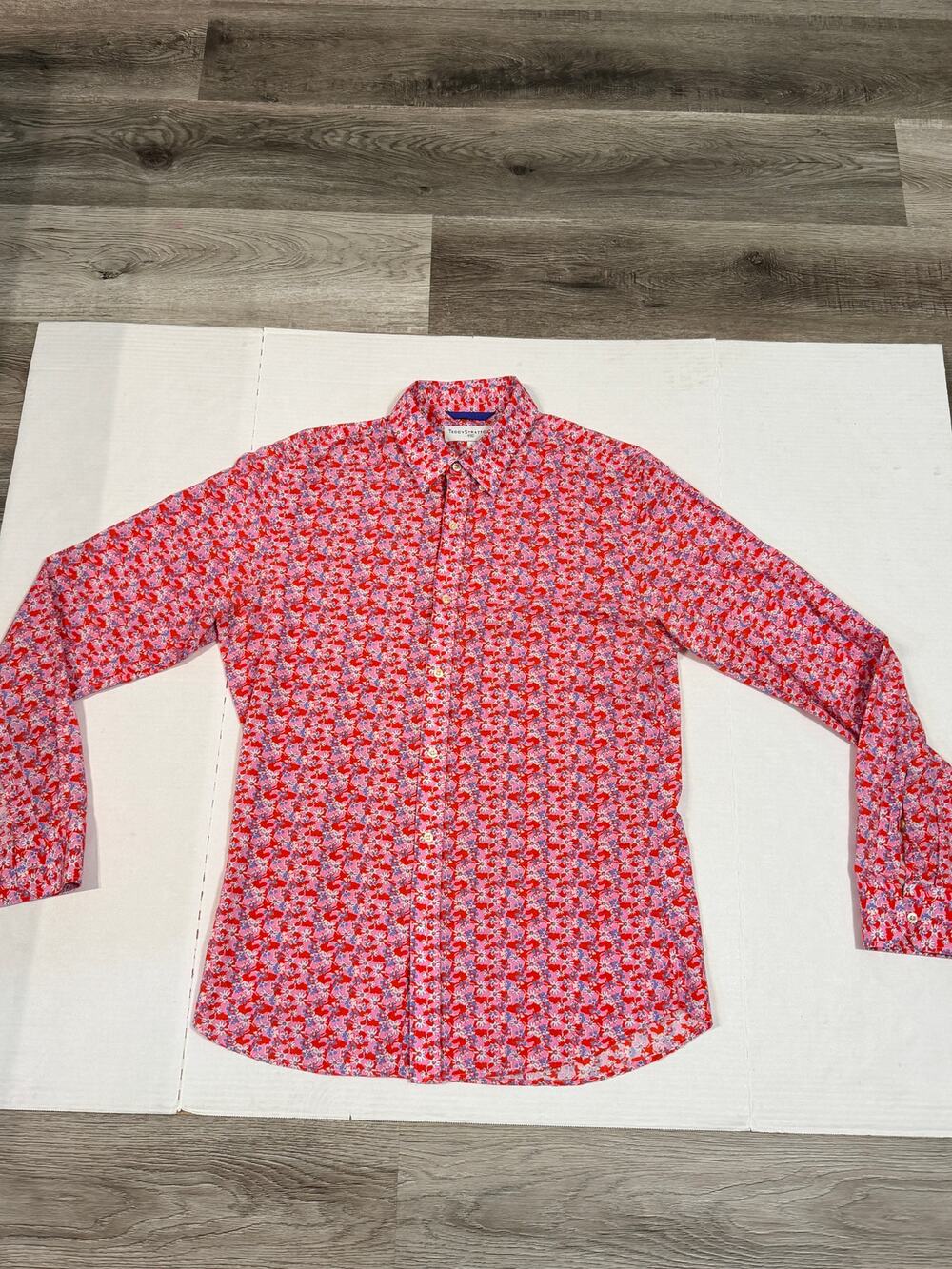 Teddy Stratford NYC Floral Button Down Shirt Mens Size 3 Pink Cotton L/S